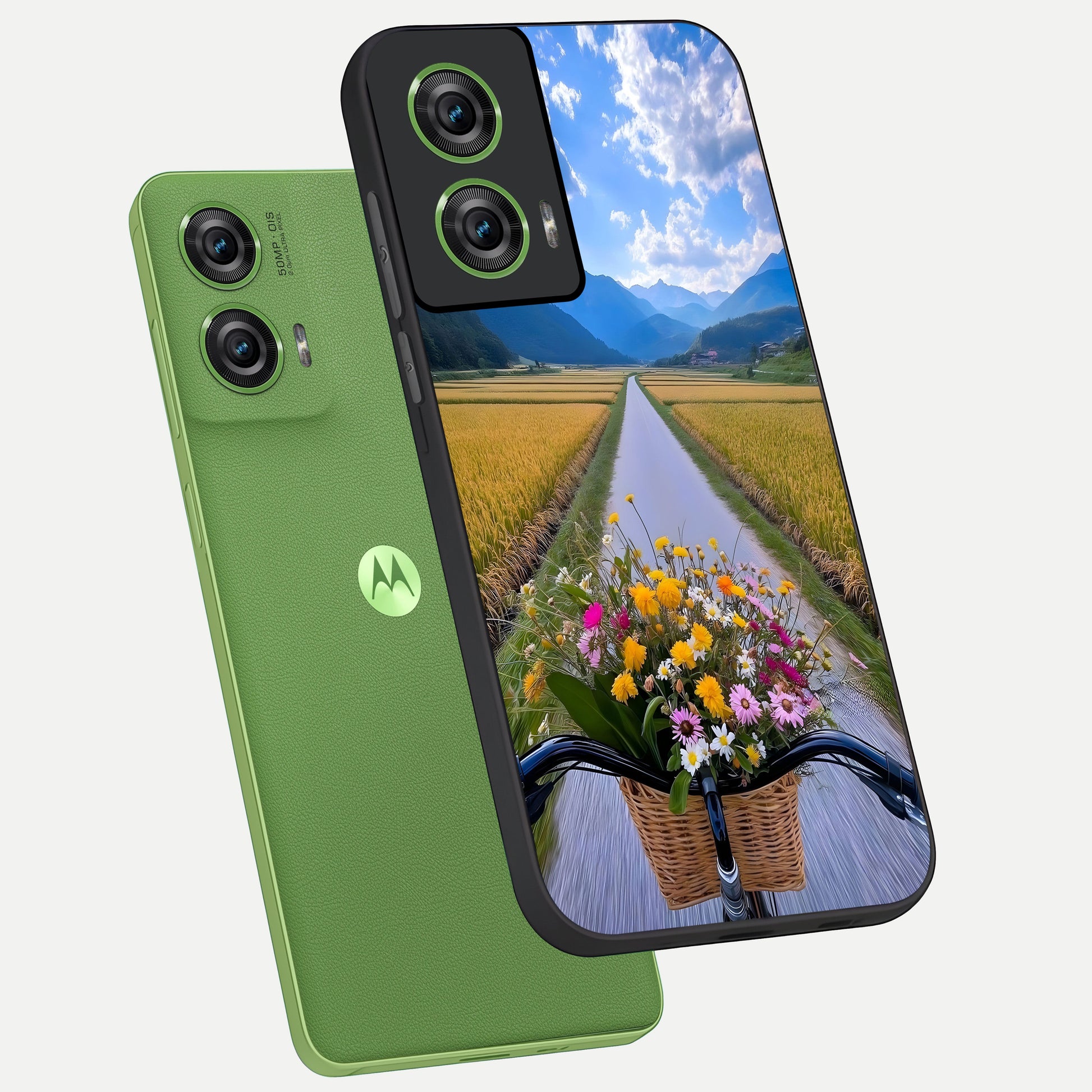  Golden Field Journey phone case For Moto Edge 50 Fusion showing premium glass back cover with detailed artwork