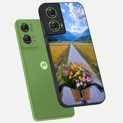  Golden Field Journey phone case For Moto Edge 50 Fusion showing premium glass back cover with detailed artwork