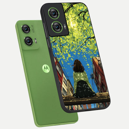  Golden Leaves Glow phone case For Moto Edge 50 Fusion showing premium glass back cover with detailed artwork