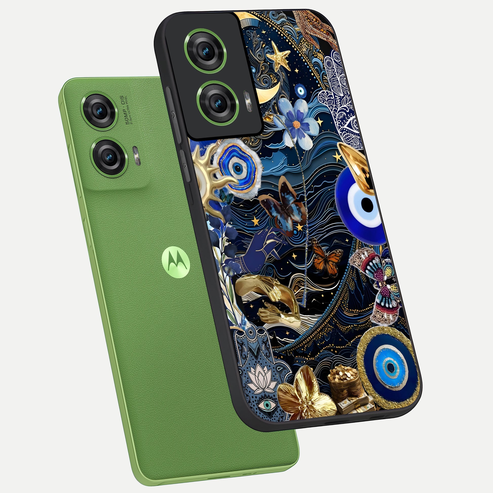  Golden Moon Magic phone case For Moto Edge 50 Fusion showing premium glass back cover with detailed artwork