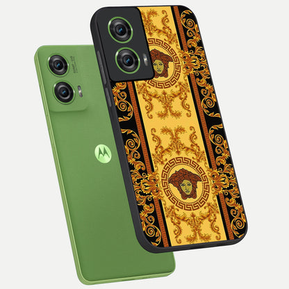  Golden Royal Heritage phone case For Moto Edge 50 Fusion showing premium glass back cover with detailed artwork