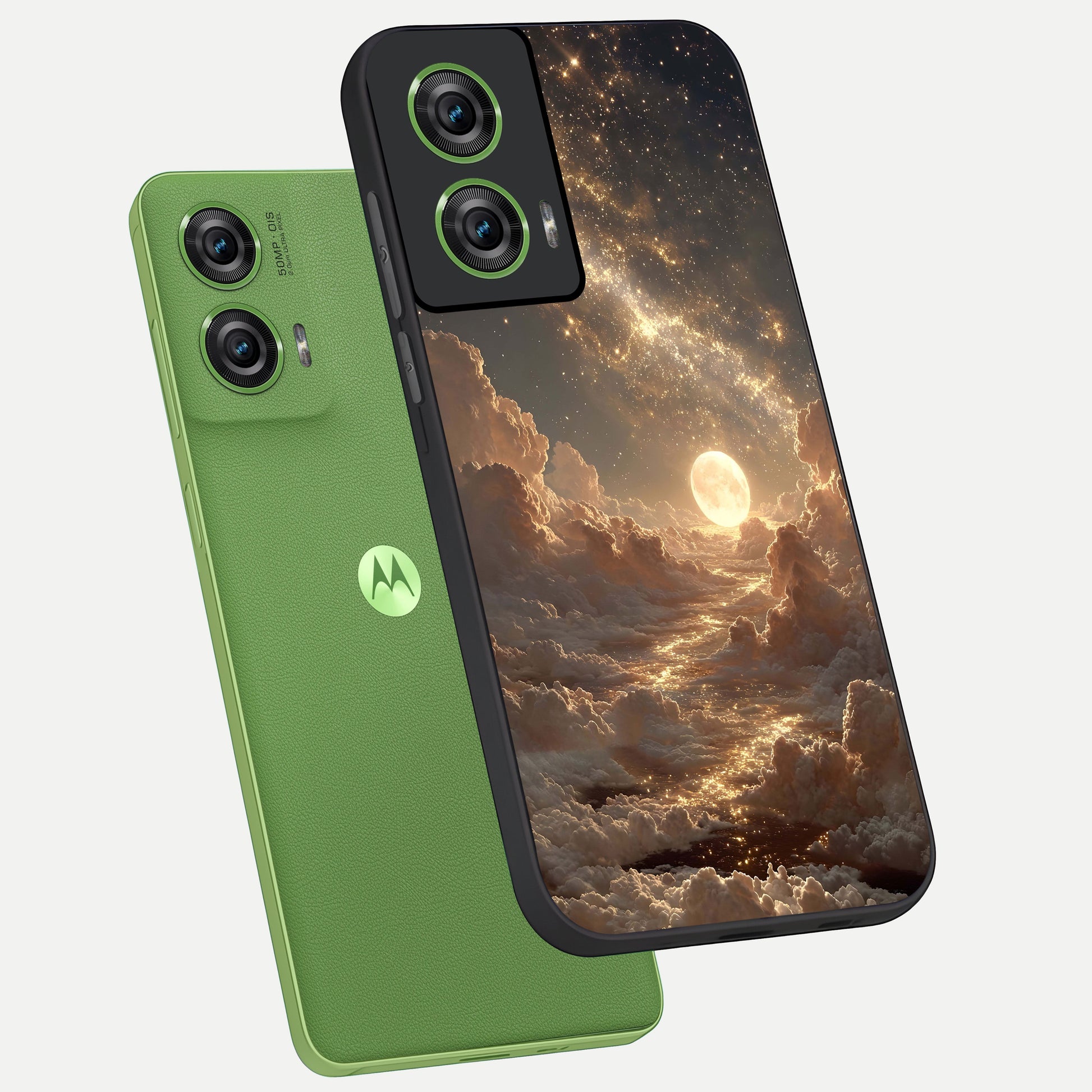  Golden Sky Dream phone case For Moto Edge 50 Fusion showing premium glass back cover with detailed artwork