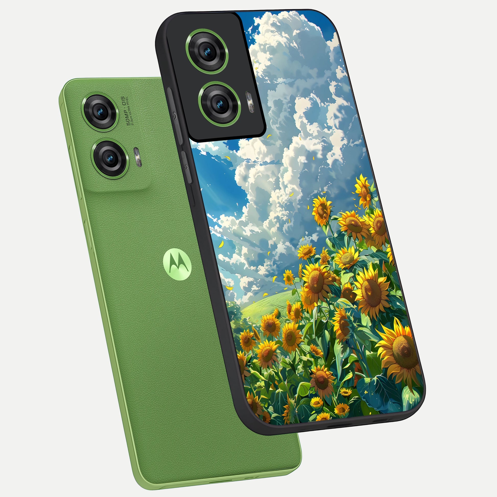  Golden Sun Glory phone case For Moto Edge 50 Fusion showing premium glass back cover with detailed artwork