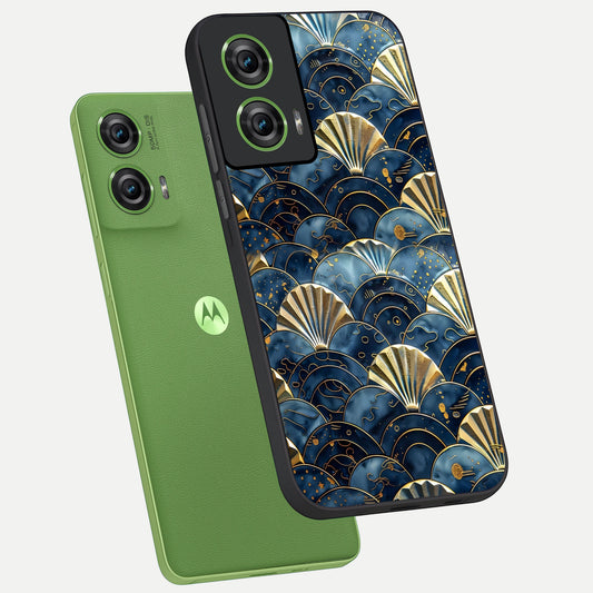  Golden Wave Luxe phone case For Moto Edge 50 Fusion showing premium glass back cover with detailed artwork