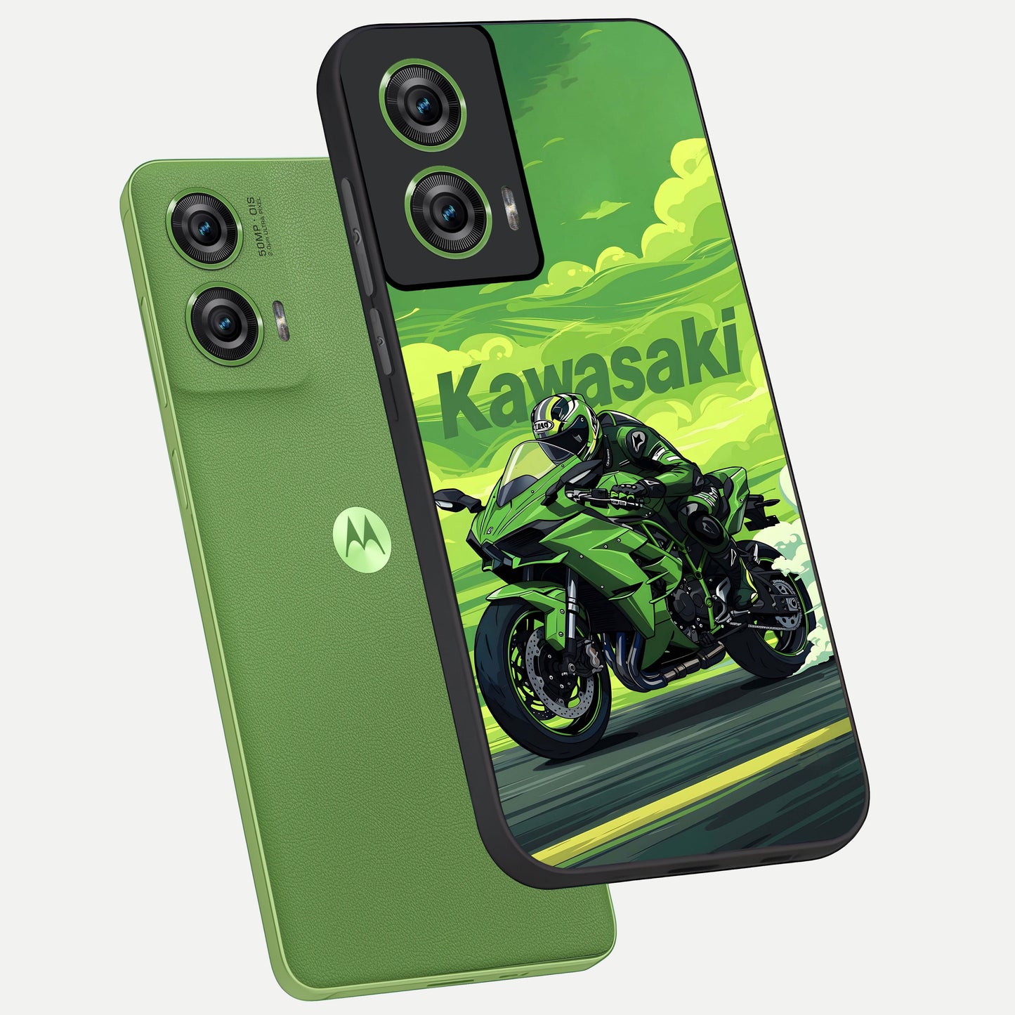  Greenery Sky phone case For Moto Edge 50 Fusion showing premium glass back cover with detailed artwork