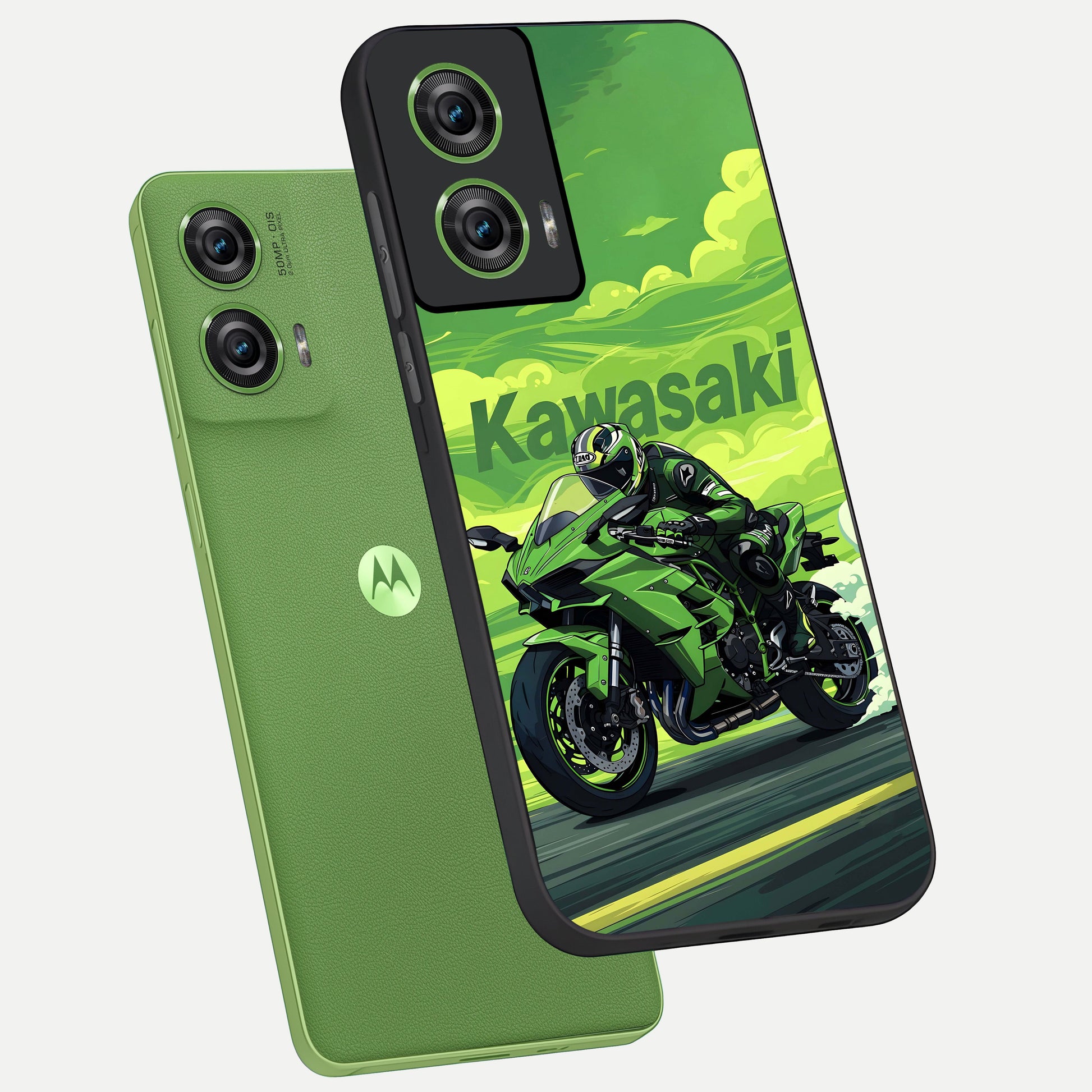  Greenery Sky phone case For Moto Edge 50 Fusion showing premium glass back cover with detailed artwork