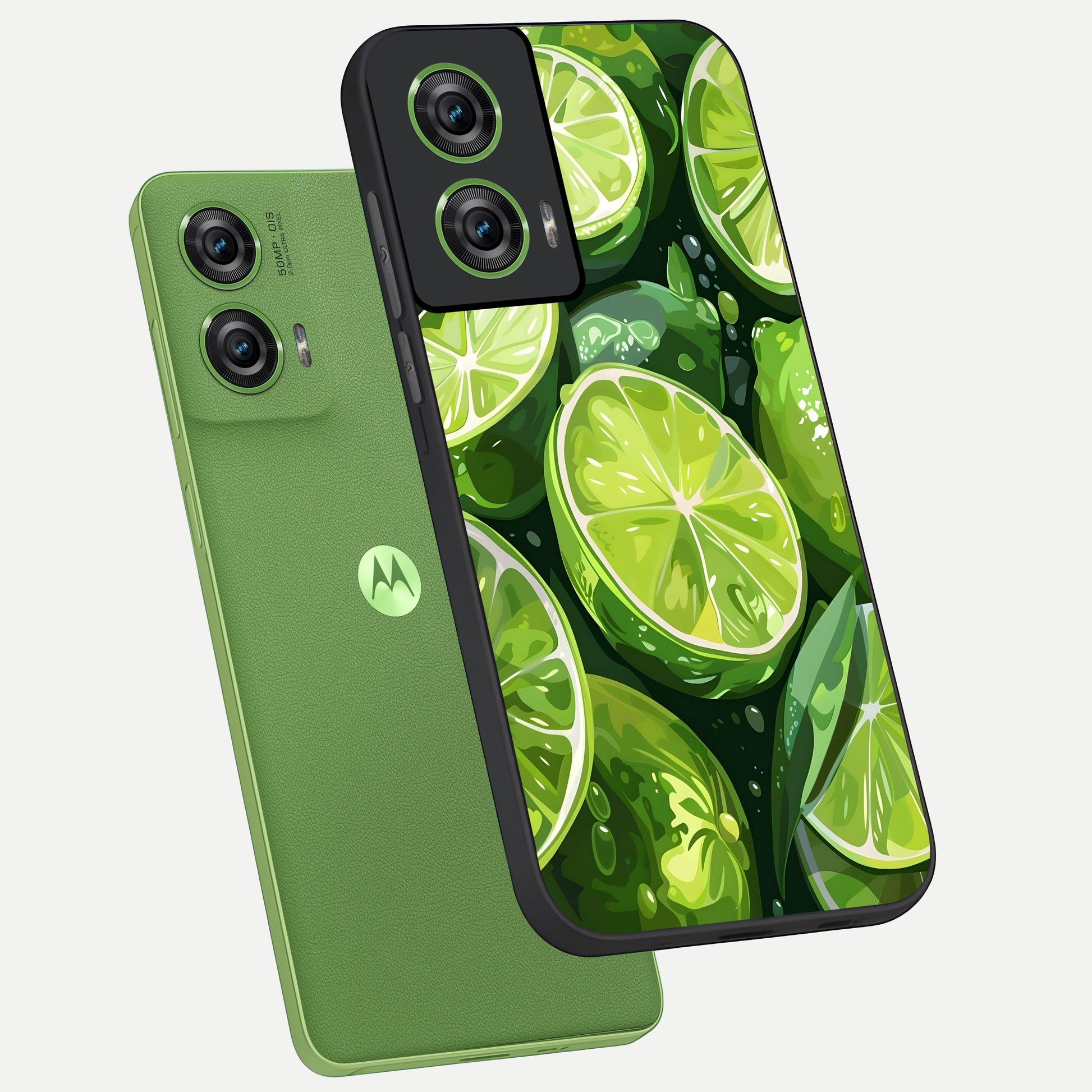  Green Kawasaki phone case For Moto Edge 50 Fusion showing premium glass back cover with detailed artwork