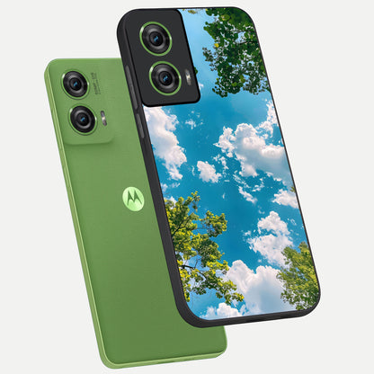 Green Moon Energy phone case For Moto Edge 50 Fusion showing premium glass back cover with detailed artwork