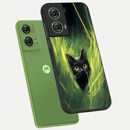  Hidden Cat Whisper phone case For Moto Edge 50 Fusion showing premium glass back cover with detailed artwork