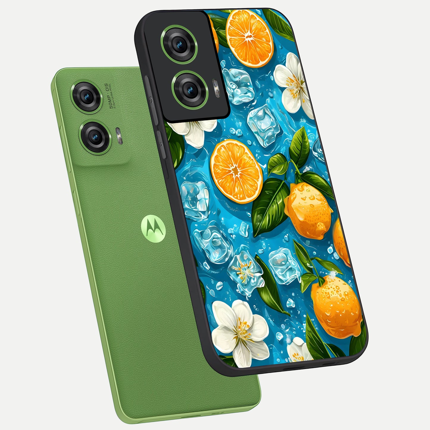  Ice Cube With Orange phone case For Moto Edge 50 Fusion showing premium glass back cover with detailed artwork
