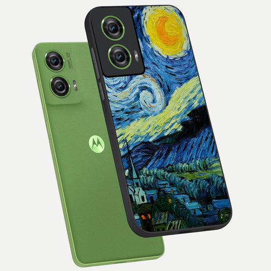  Inspired Van Gogh Art phone case For Moto Edge 50 Fusion showing premium glass back cover with detailed artwork