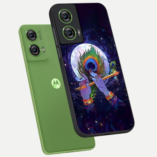  Krishna Hands Art phone case For Moto Edge 50 Fusion showing premium glass back cover with detailed artwork