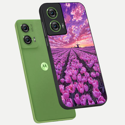  Lavender Dream Skies phone case For Moto Edge 50 Fusion showing premium glass back cover with detailed artwork