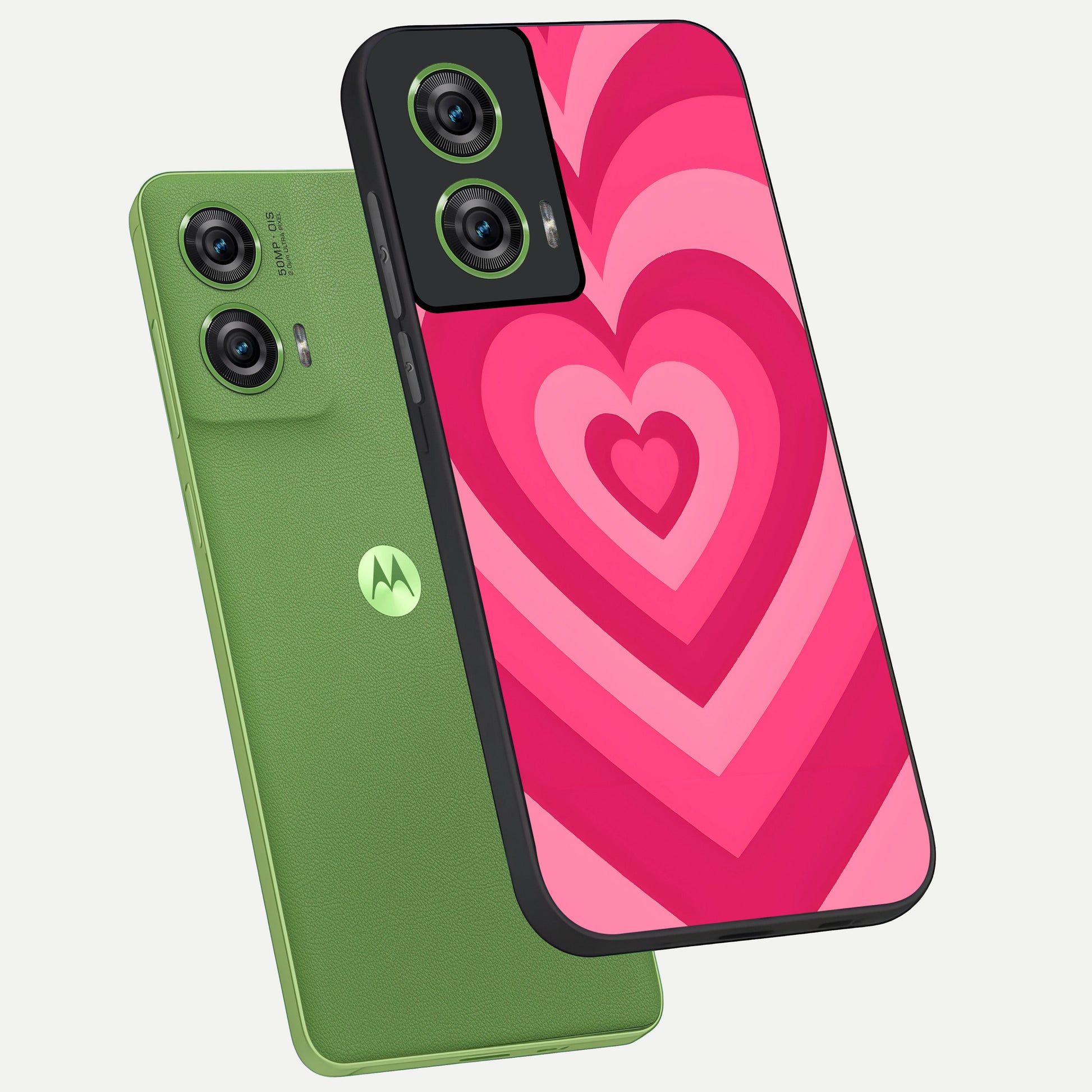  Layered Love Hearts phone case For Moto Edge 50 Fusion showing premium glass back cover with detailed artwork