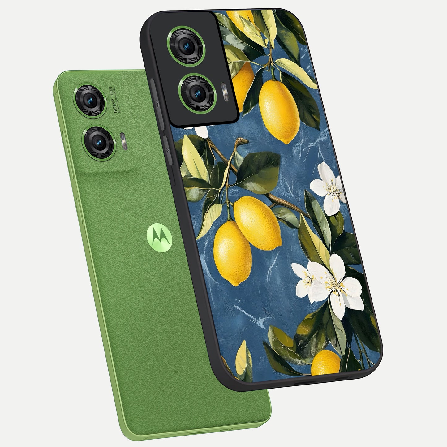  Lemon Dream Garden phone case For Moto Edge 50 Fusion showing premium glass back cover with detailed artwork
