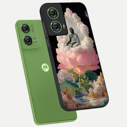  Lotus Divine Peace phone case For Moto Edge 50 Fusion showing premium glass back cover with detailed artwork