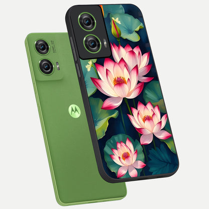  Lotus Dream Serenity phone case For Moto Edge 50 Fusion showing premium glass back cover with detailed artwork