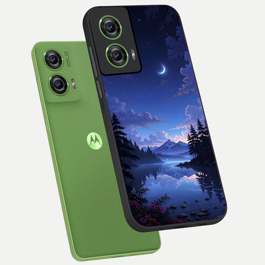  Midnight Lake Peace phone case For Moto Edge 50 Fusion showing premium glass back cover with detailed artwork