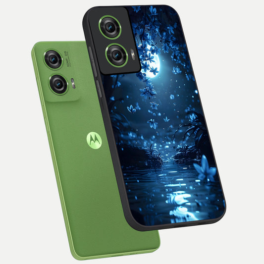  Moonlight Petal Dream phone case For Moto Edge 50 Fusion showing premium glass back cover with detailed artwork