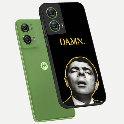  Mr Bean Damn phone case For Moto Edge 50 Fusion showing premium glass back cover with detailed artwork