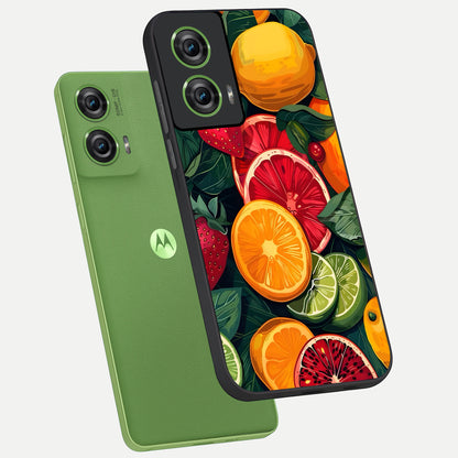  Multiple Fruits phone case For Moto Edge 50 Fusion showing premium glass back cover with detailed artwork