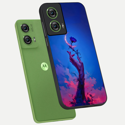  Mystic Hand phone case For Moto Edge 50 Fusion showing premium glass back cover with detailed artwork