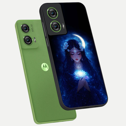  Mystic Moon Queen phone case For Moto Edge 50 Fusion showing premium glass back cover with detailed artwork