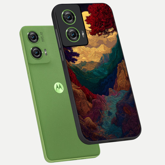  Mystic Valley Light phone case For Moto Edge 50 Fusion showing premium glass back cover with detailed artwork
