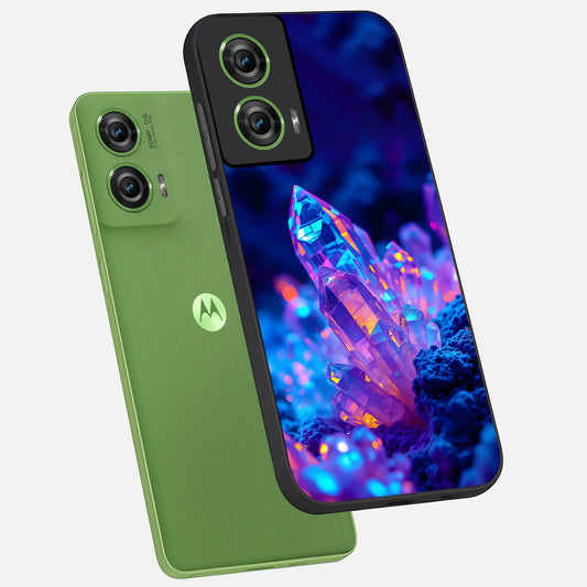  Neon Aura Shards phone case For Moto Edge 50 Fusion showing premium glass back cover with detailed artwork