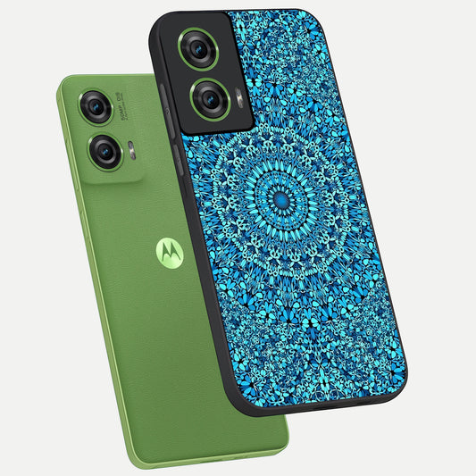 Ocean Bloom Mandala phone case For Moto Edge 50 Fusion showing premium glass back cover with detailed artwork