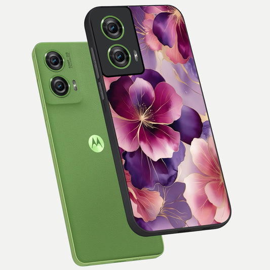  Pink Bouquet Florals phone case For Moto Edge 50 Fusion showing premium glass back cover with detailed artwork