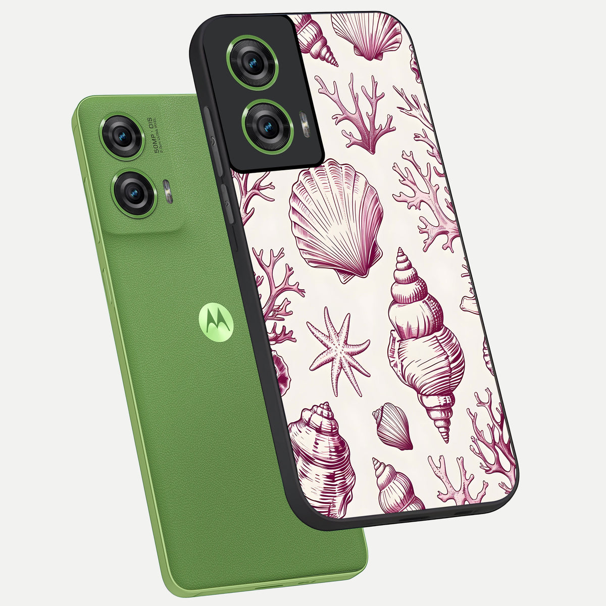  Pink Power Sparks phone case For Moto Edge 50 Fusion showing premium glass back cover with detailed artwork