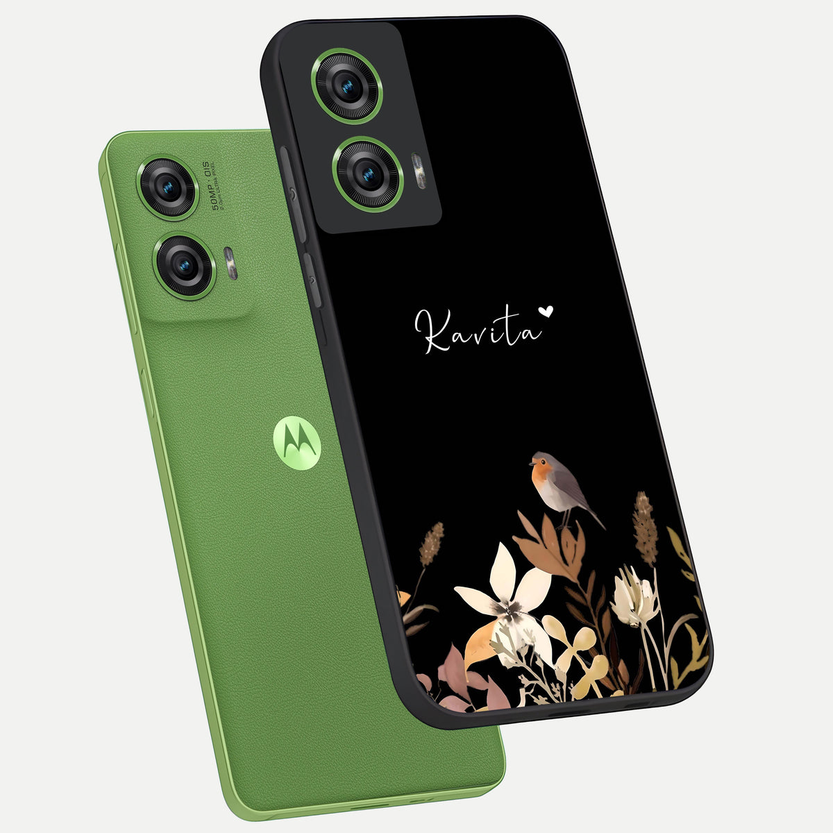  Quiet Garden Tune Custom Name phone case For Moto Edge 50 Fusion showing premium glass back cover with detailed artwork