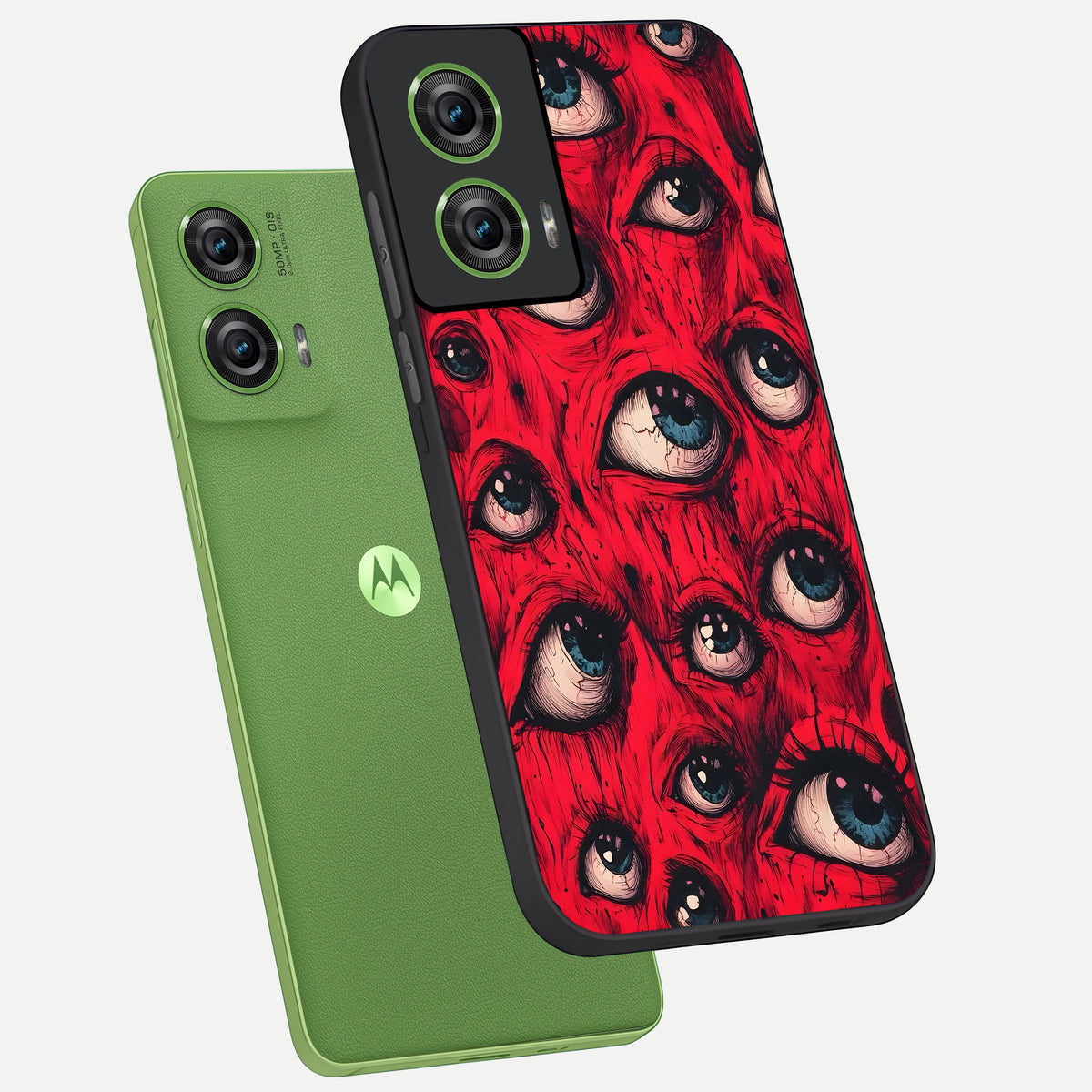  Red Eyes Pattern phone case For Moto Edge 50 Fusion showing premium glass back cover with detailed artwork