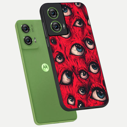  Red Eyes Pattern phone case For Moto Edge 50 Fusion showing premium glass back cover with detailed artwork
