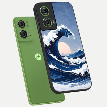 Rising Tide Power phone case For Moto Edge 50 Fusion showing premium glass back cover with detailed artwork