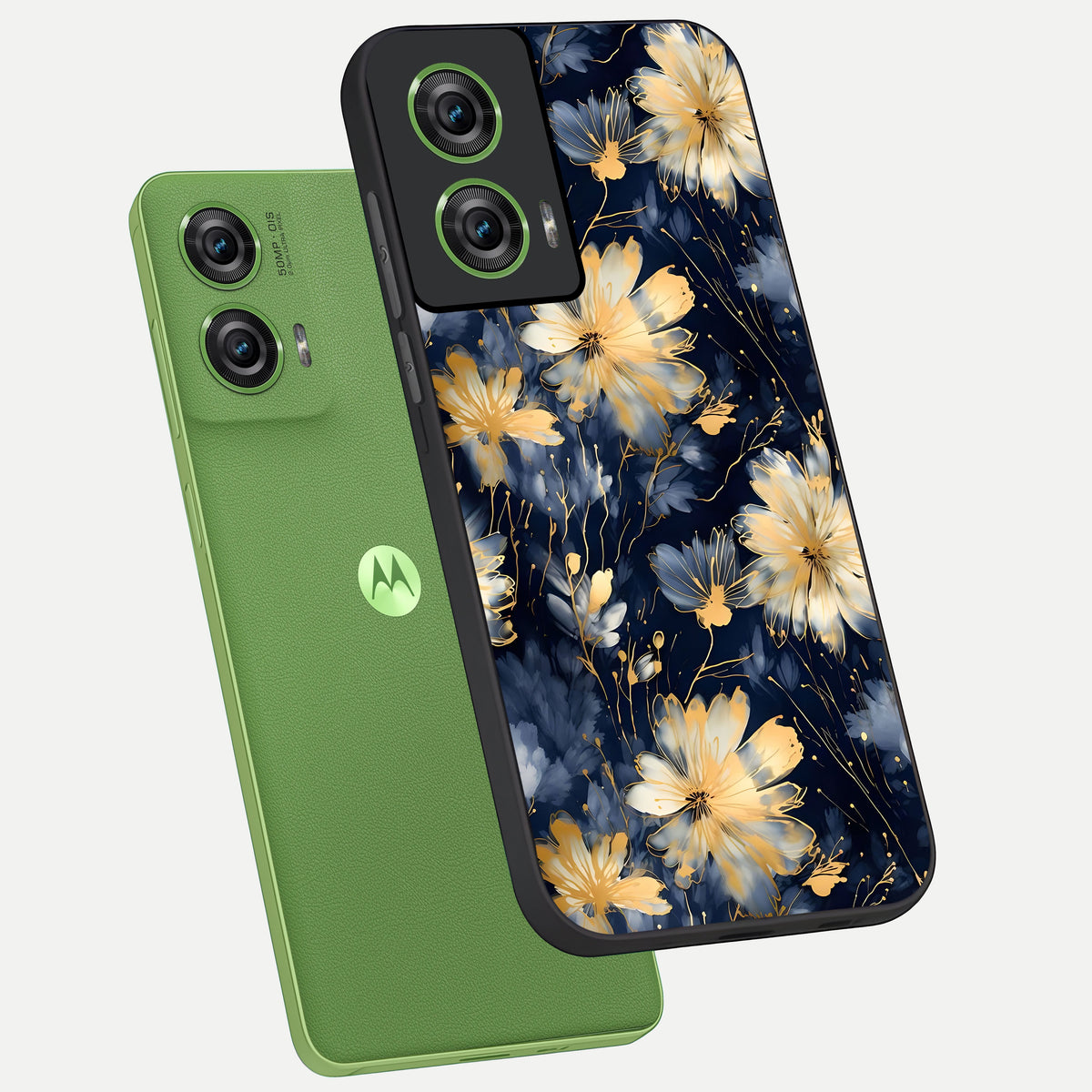  Royal Petal Dream phone case For Moto Edge 50 Fusion showing premium glass back cover with detailed artwork