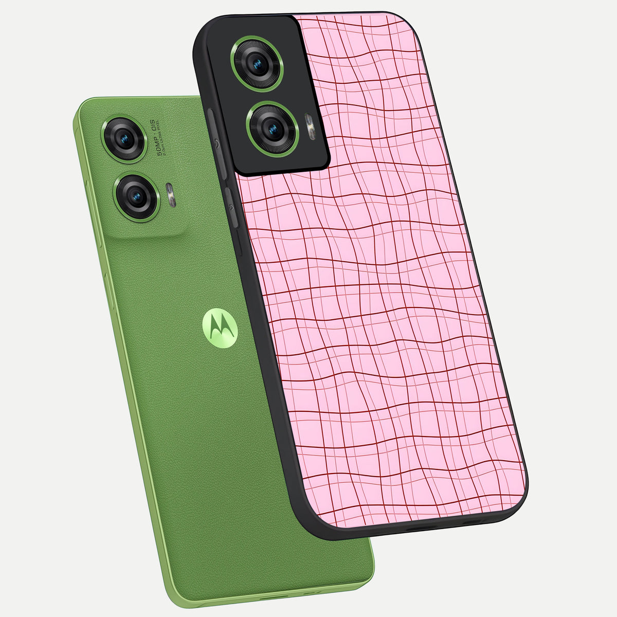  Soft Grid Bliss phone case For Moto Edge 50 Fusion showing premium glass back cover with detailed artwork
