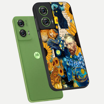  Sunflower Chic Mood Custom Name phone case For Moto Edge 50 Fusion showing premium glass back cover with detailed artwork