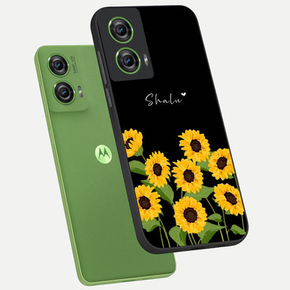  Sunflower Sky Bloom phone case For Moto Edge 50 Fusion showing premium glass back cover with detailed artwork