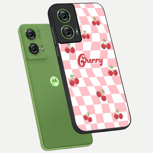  Sweet Cherry Vibes phone case For Moto Edge 50 Fusion showing premium glass back cover with detailed artwork