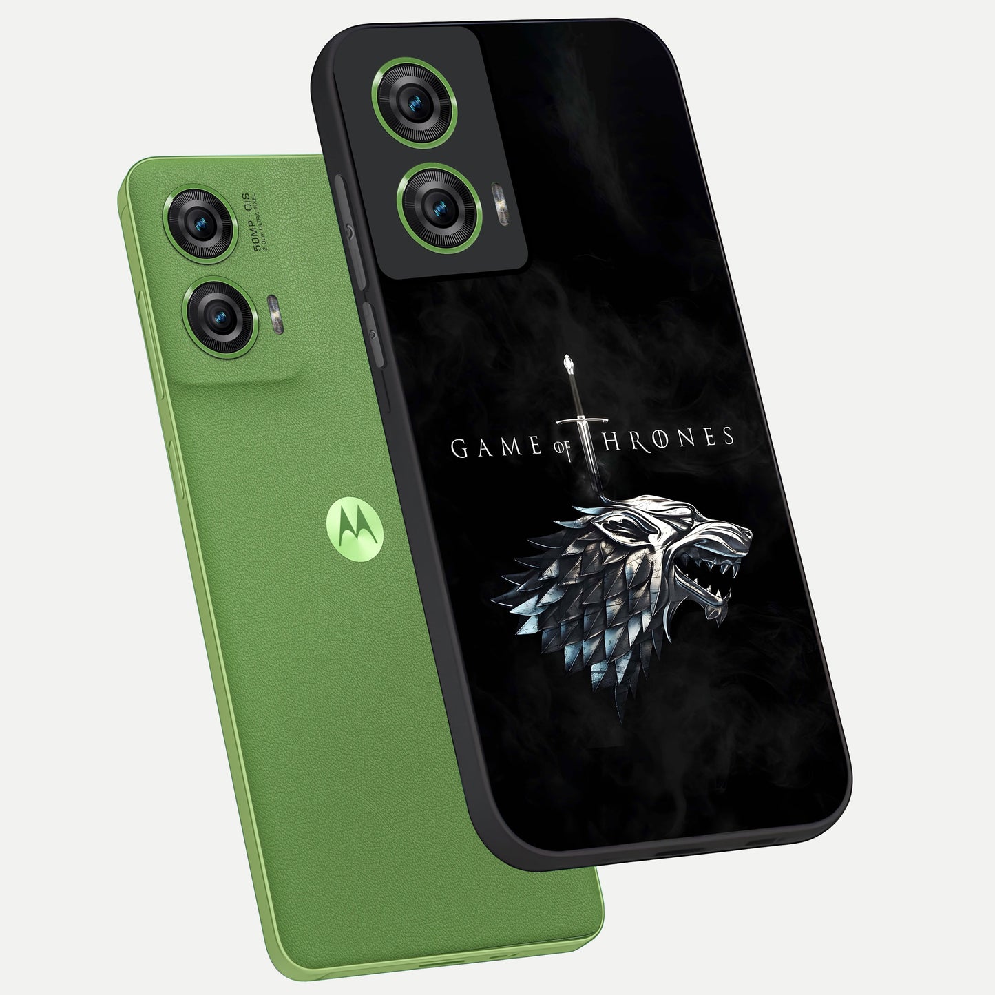  Throne Wolf Legacy phone case For Moto Edge 50 Fusion showing premium glass back cover with detailed artwork
