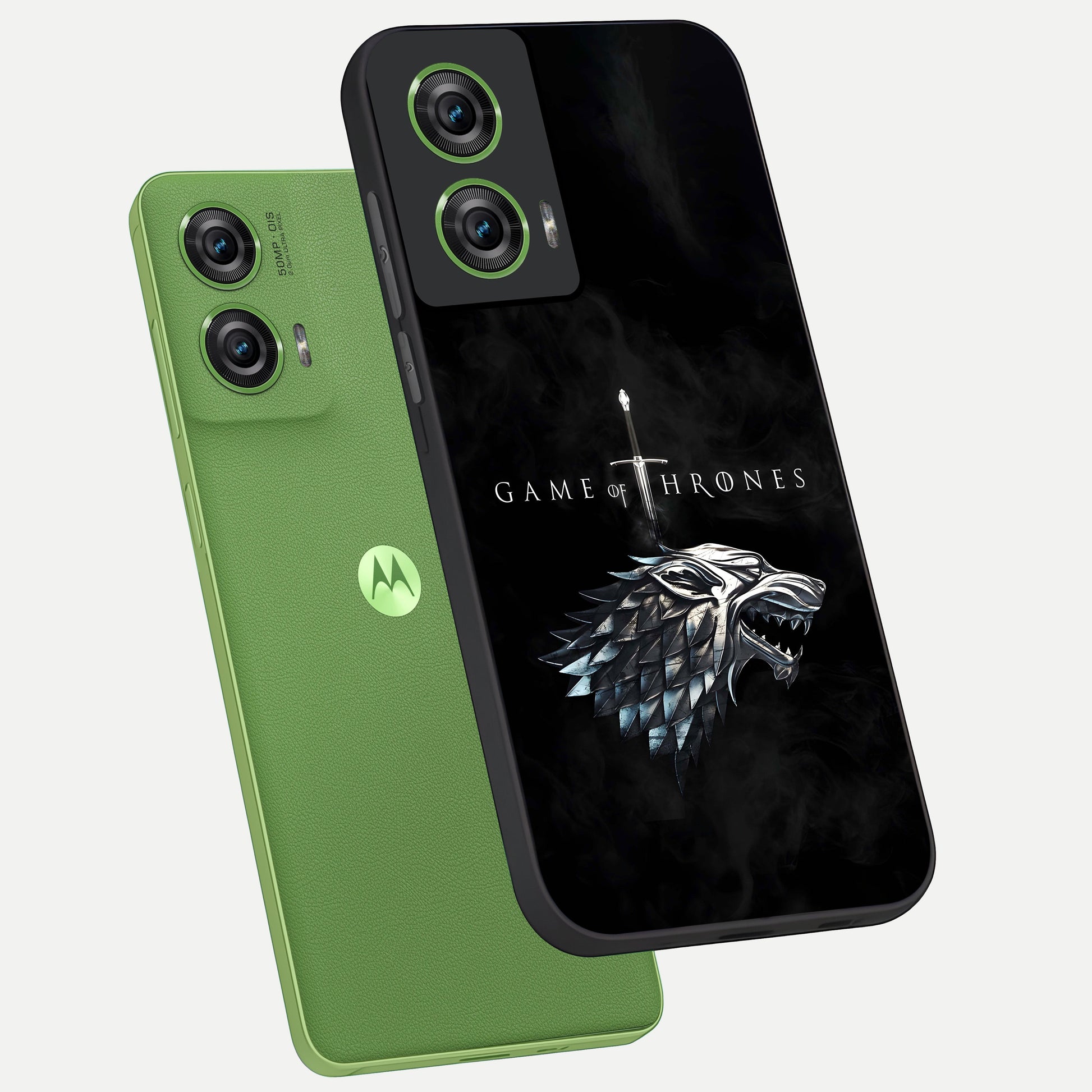  Throne Wolf Legacy phone case For Moto Edge 50 Fusion showing premium glass back cover with detailed artwork