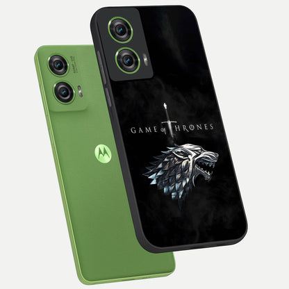  Throne Wolf Legacy phone case For Moto Edge 50 Fusion showing premium glass back cover with detailed artwork