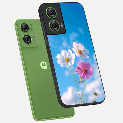  Tripple Flowers With Sky phone case For Moto Edge 50 Fusion showing premium glass back cover with detailed artwork