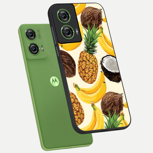  Tropical Fruit Mood phone case For Moto Edge 50 Fusion showing premium glass back cover with detailed artwork