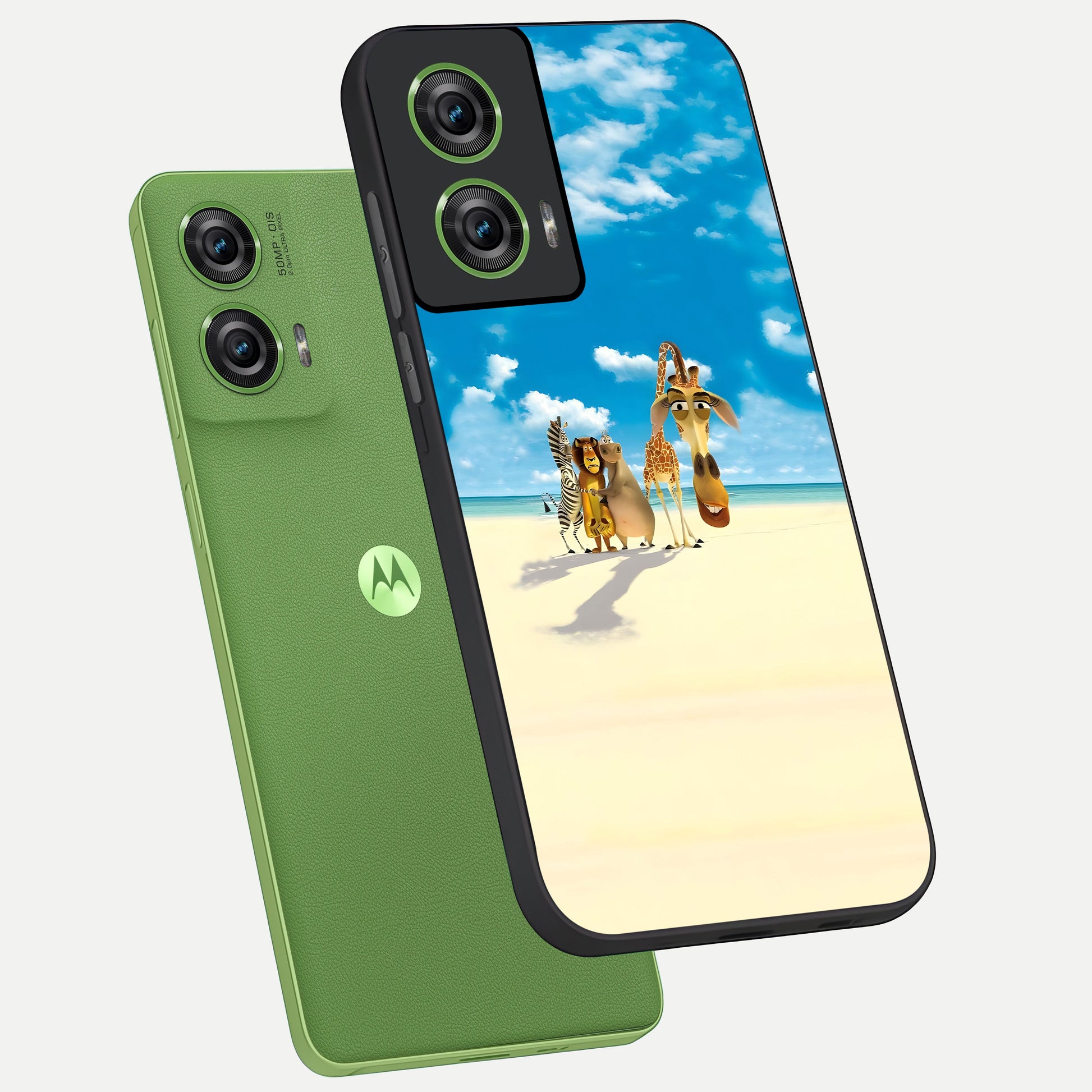  Tropical Fun Squad phone case For Moto Edge 50 Fusion showing premium glass back cover with detailed artwork