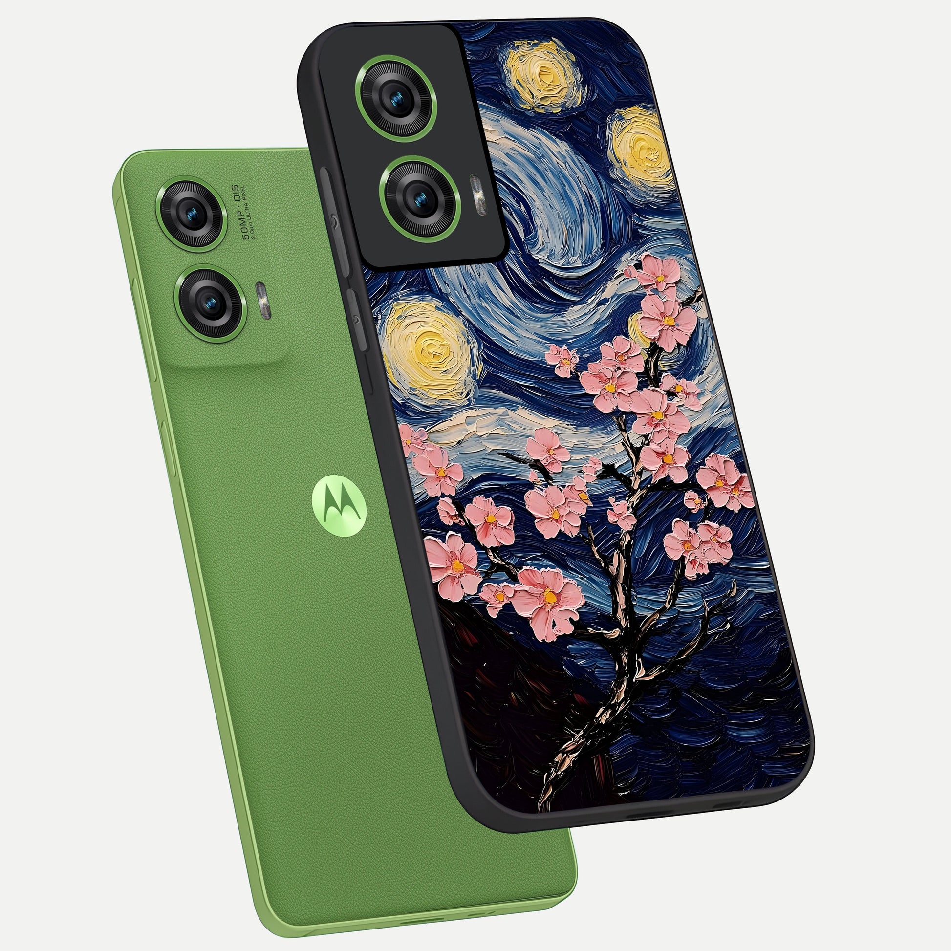  Van Gogh Scenery phone case For Moto Edge 50 Fusion showing premium glass back cover with detailed artwork