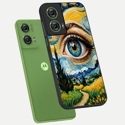  Van Gogh Eye phone case For Moto Edge 50 Fusion showing premium glass back cover with detailed artwork