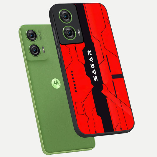  Voltage Rise CYBERPUNK Custom Name phone case For Moto Edge 50 Fusion showing premium custom name glass back cover